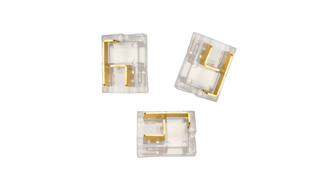 Złączka LED COB/SMD 8mm 2 piny, narożna L/T 10szt