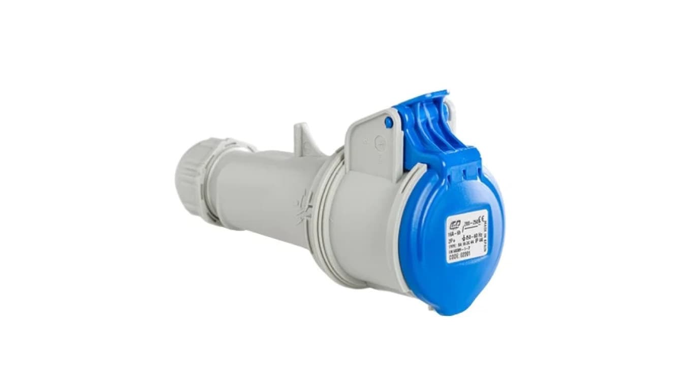 Gniazdo przenośne 16A 3P (2P+E) 230V 6H - niebieskie IP44