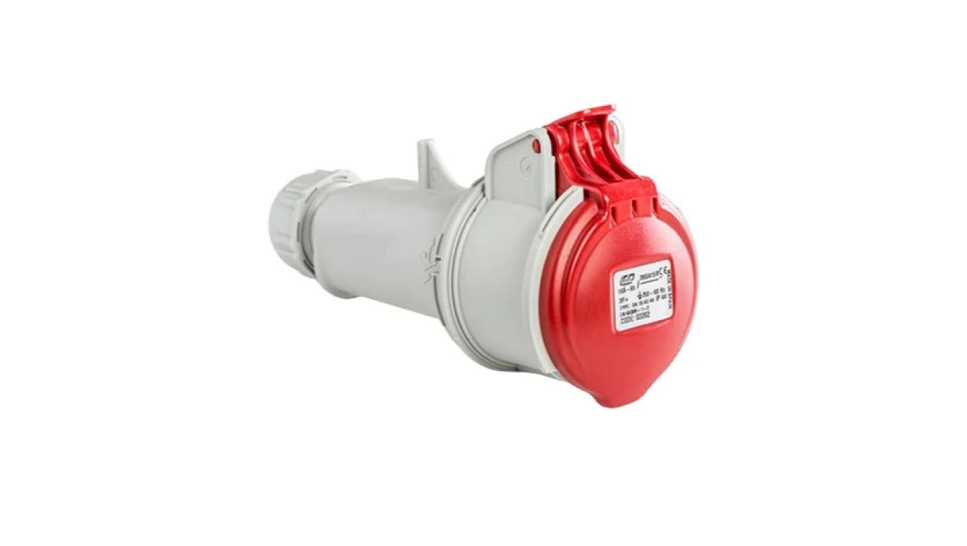 Gniazdo przenośne 16A 4P (3P+E) 400V 6H - czerwone IP44