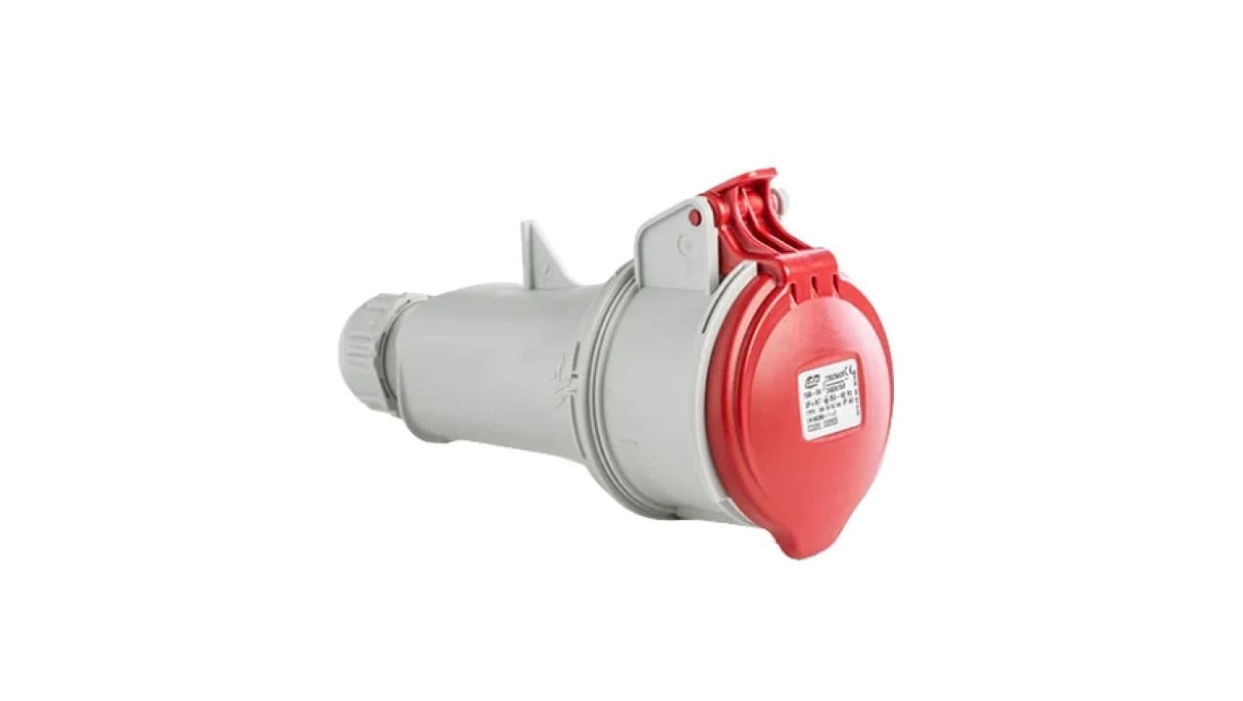 Gniazdo przenośne 16A 5P (3P+N+E) 400V 6H - czerwone IP44
