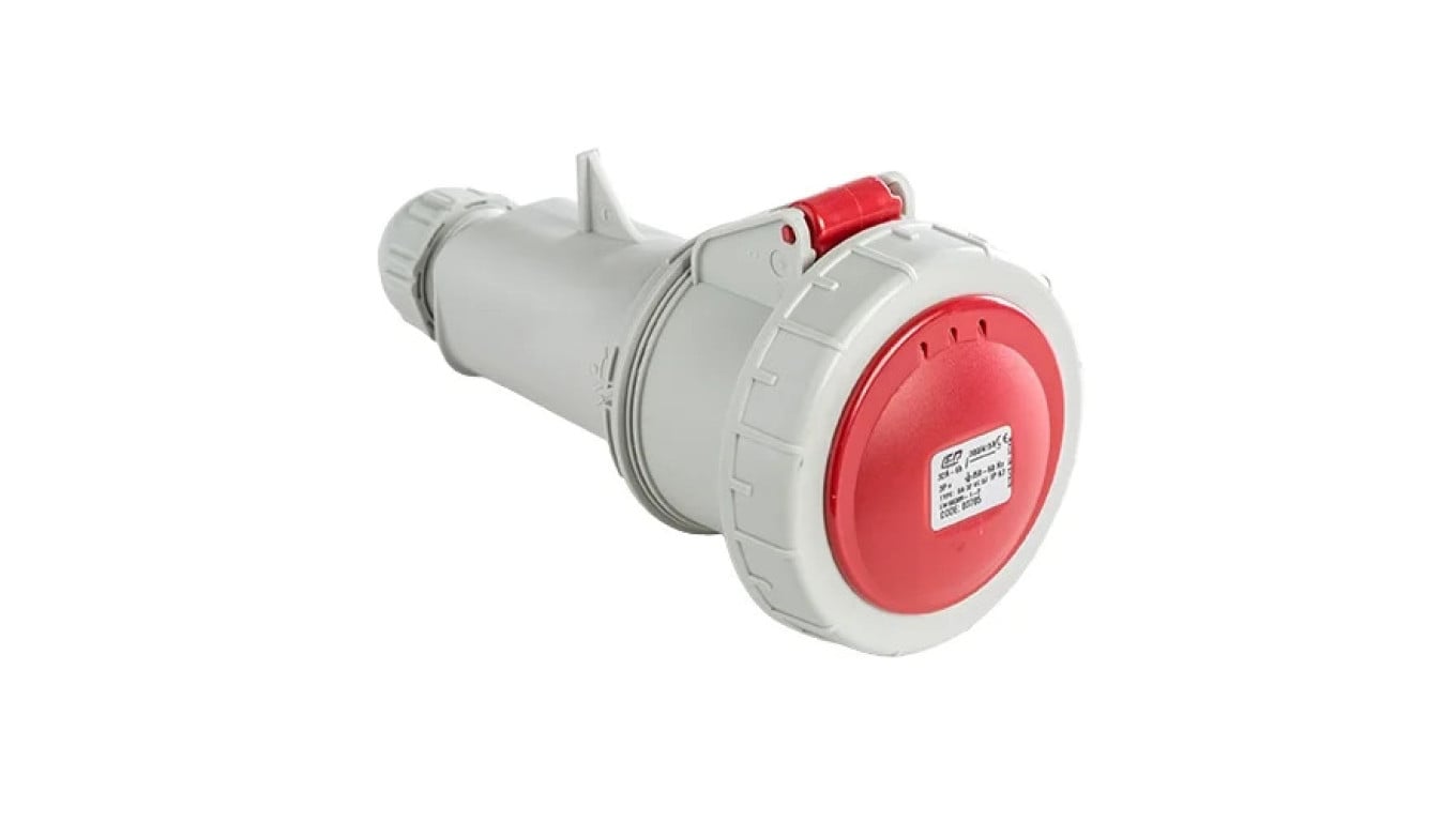 Gniazdo przenośne 32A 4P (3P+E) 400V 6H - czerwone IP67