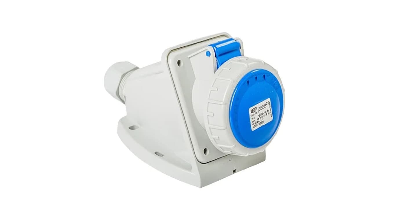 Gniazdo stałe 16A 3P (2P+E) 230V 6H - niebieskie IP67