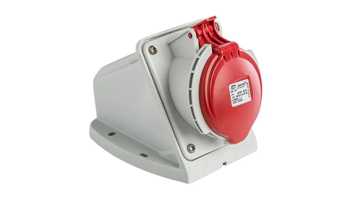 Gniazdo stałe 32A 4P (3P+E) 400V 6H - czerwona IP44