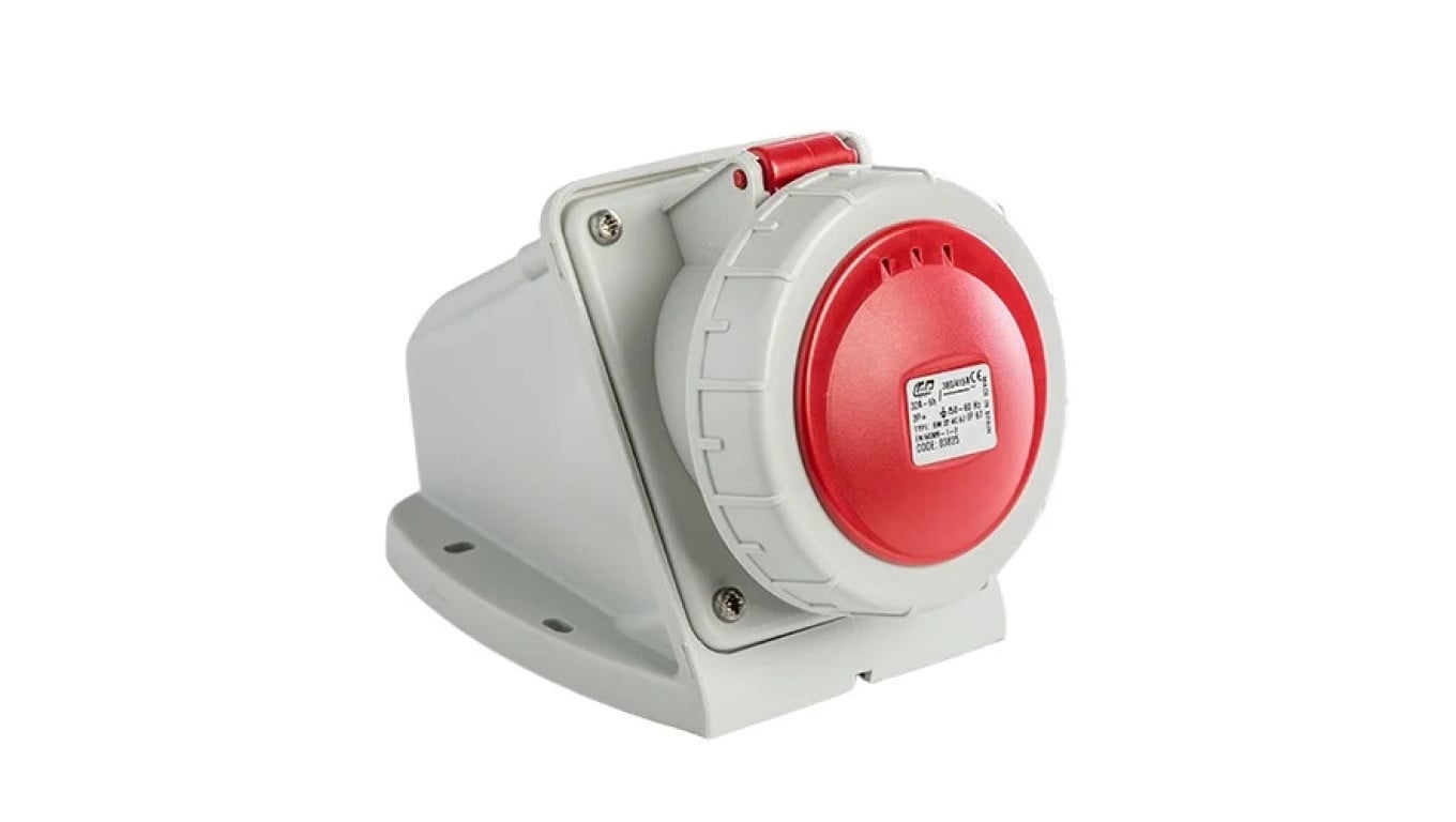 Gniazdo stałe 32A 4P (3P+E) 400V 6H - czerwone IP67