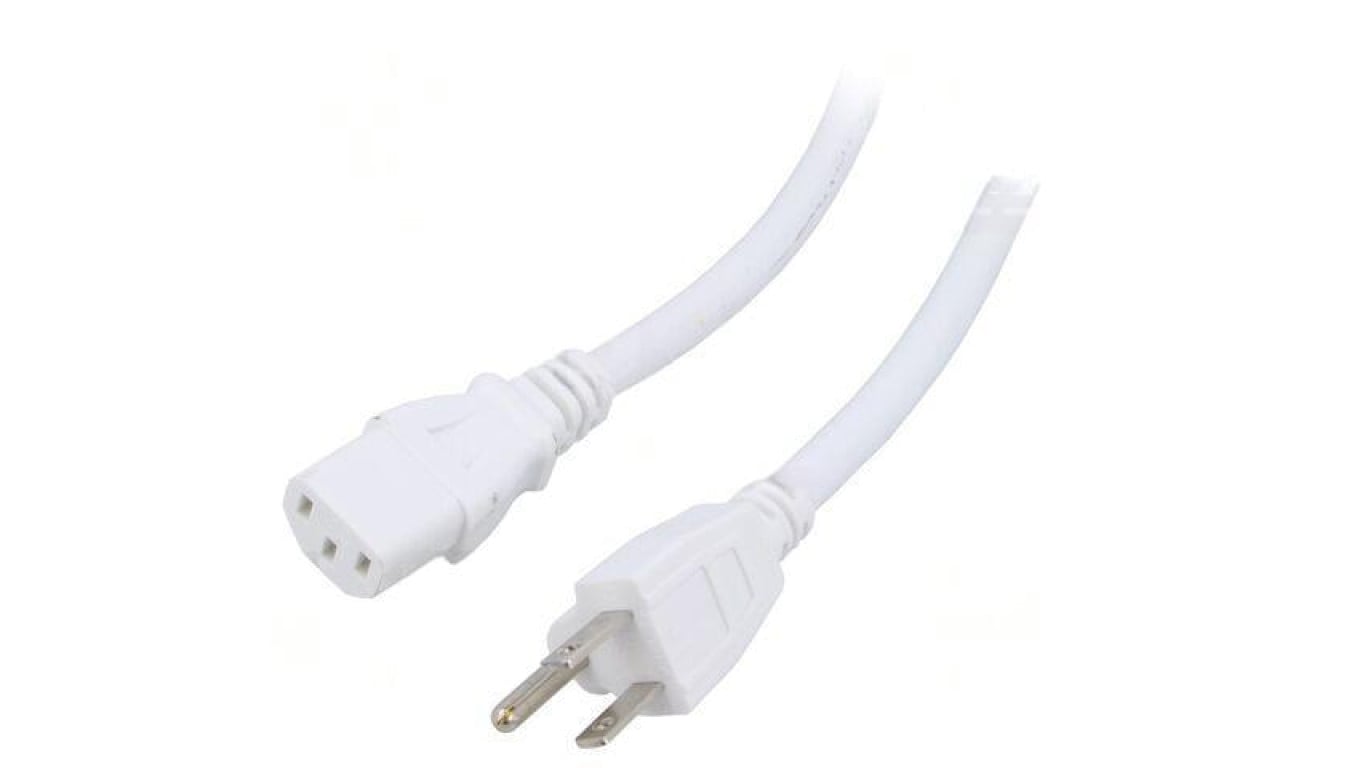 Kabel: 3x14AWG, IEC C13 żeński,NEMA 5-15 (B) wtyk, 5m LT-501+202 SJT 14/3 5M WHT