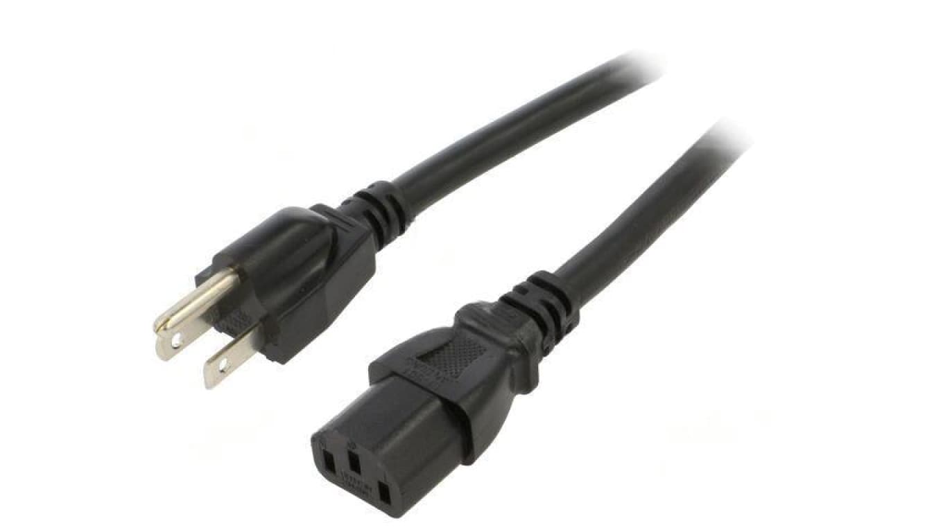 Kabel: 3x14AWG, IEC C13 żeński,NEMA 5-15 (B) wtyk, 5m, 15A LT-501+202 SJT 14/3 5M BLK
