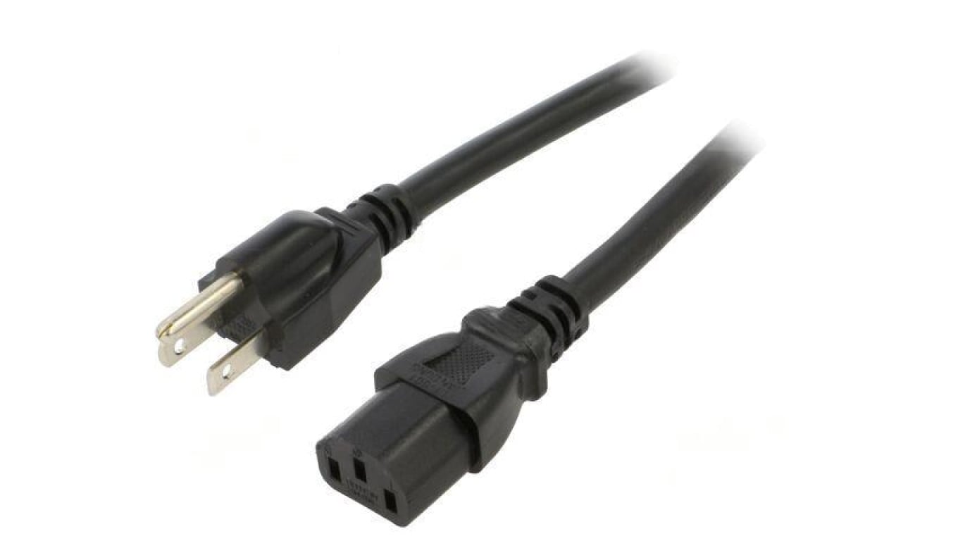 Kabel: 3x14AWG, IEC C13 żeński,NEMA 5-15 (B) wtyk, 5m, 15A LT-501+202 SJT 14/3 5M BLK