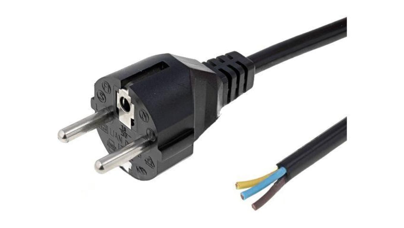 Kabel: 3x1,5mm2, CEE 7/7 (E/F) wtyk, 1,8m LT312 H05VV-F 3X1.5 1.8M BLK