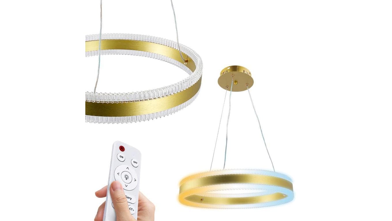 Lampa wisząca LED, 70W, 4900lm, 3CCT, IP20, złota, z pilotem, ściemnialna, SAMIRA HOROZ