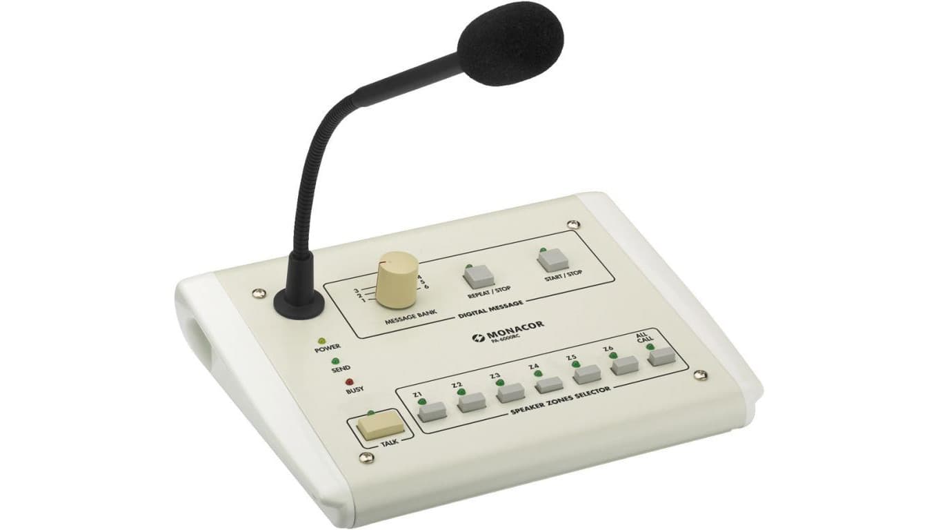 Mikrofon pulpitowy PA, strefowy, współpracujący z PA-6240, PA-6480 i PA-6600 PA-6000RC
