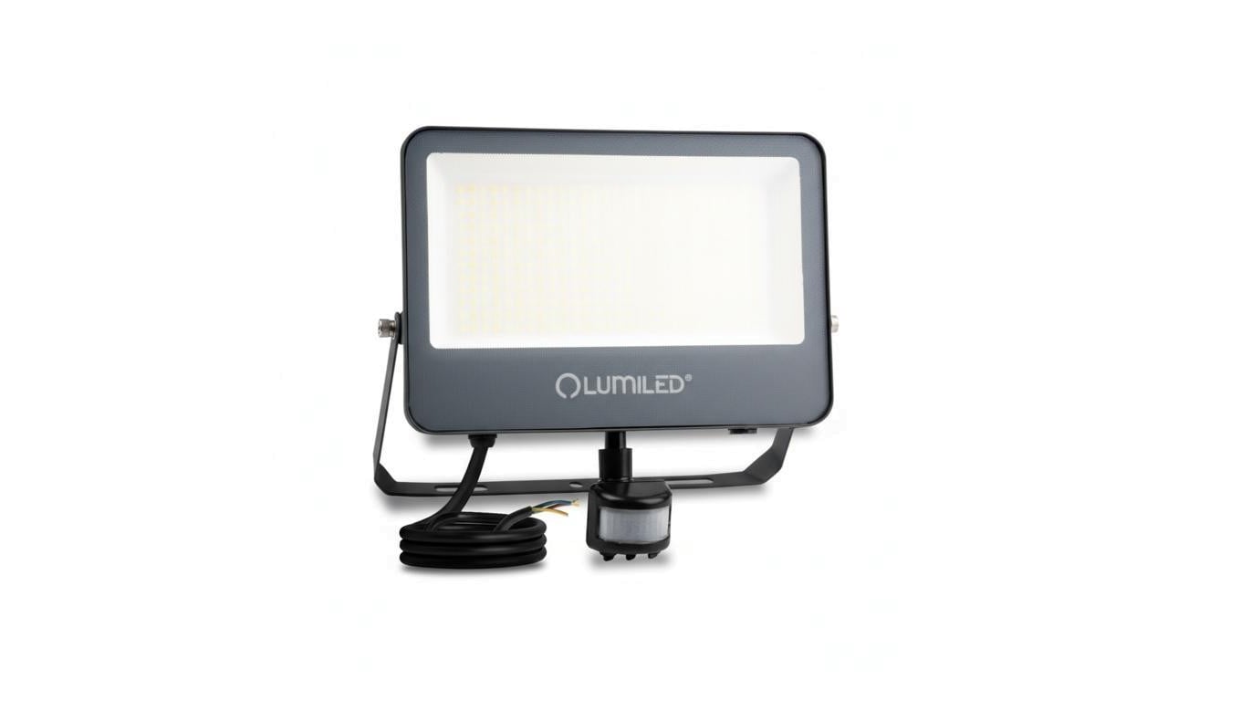Naświetlacz LED LUMILED TRINOX 100W 11000lm CCT IP65 Szary Czujnik Ruchu i Zmierzchu Klasa E 3 Lata Gwarancji