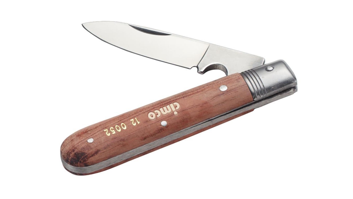 Nóż Monterski Drewniany Prosty Składany do Odizolowywania Kabli 70 mm 120052 Cimco