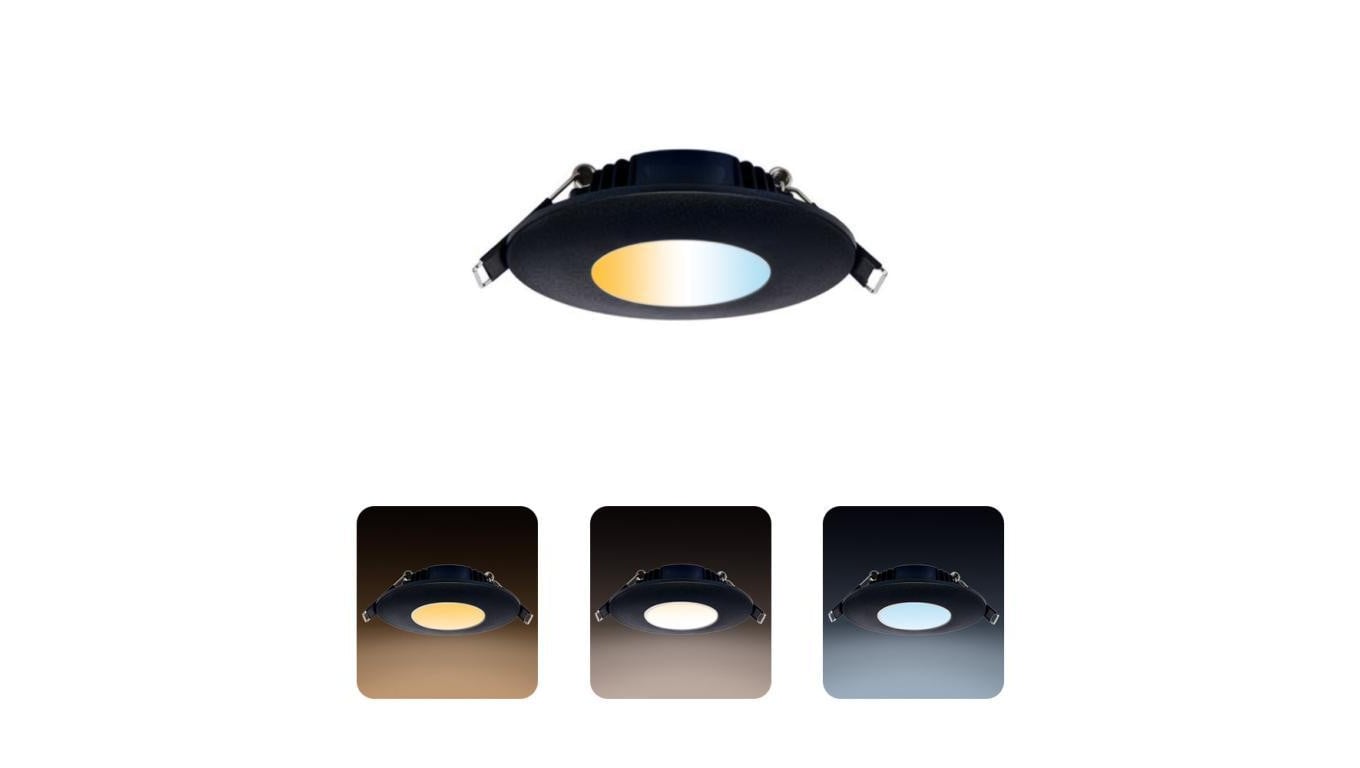 Oprawa podtynkowa downlight LED, 5W, 450lm, 3CCT, IP65, okrągła, czarna, LOGAN HOROZ