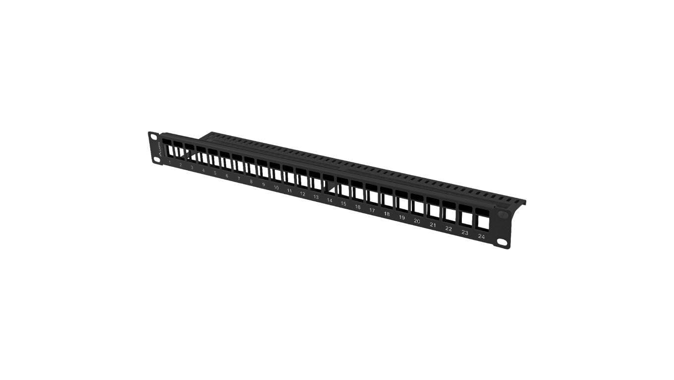Patch panel pusty RACK 19 1U na 24 moduły keystone czarny LANBERG