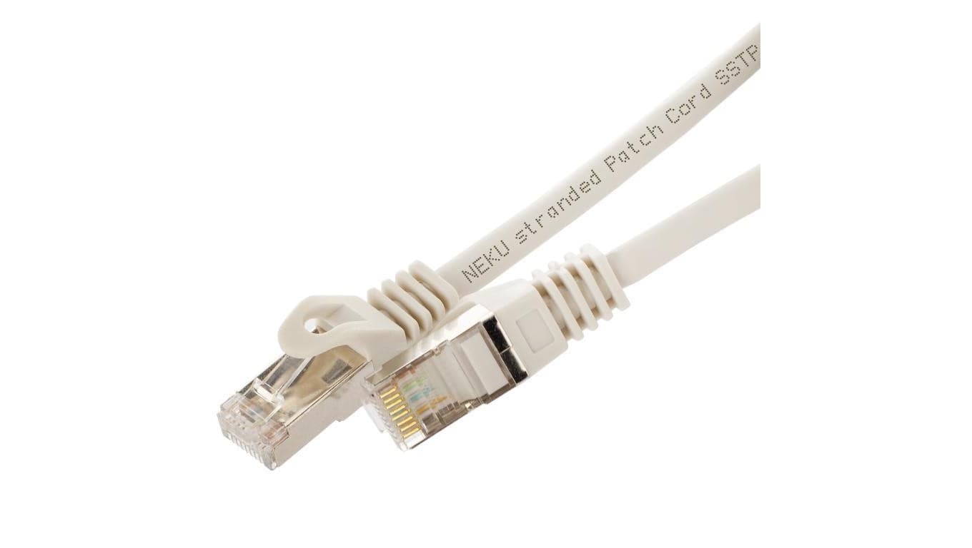 Patchcord S/FTP kat.6A PiMF kabel sieciowy LAN 2x RJ45 linka LSOH szary 25m NEKU