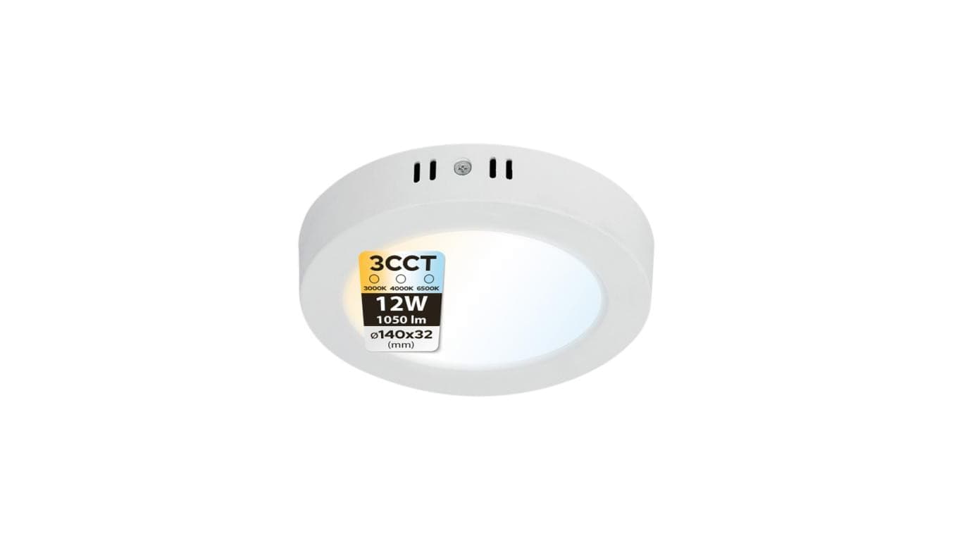 Plafon LED 12W, 1050 lm, 3CCT, IP20, okrągły, biały, MILENA HOROZ