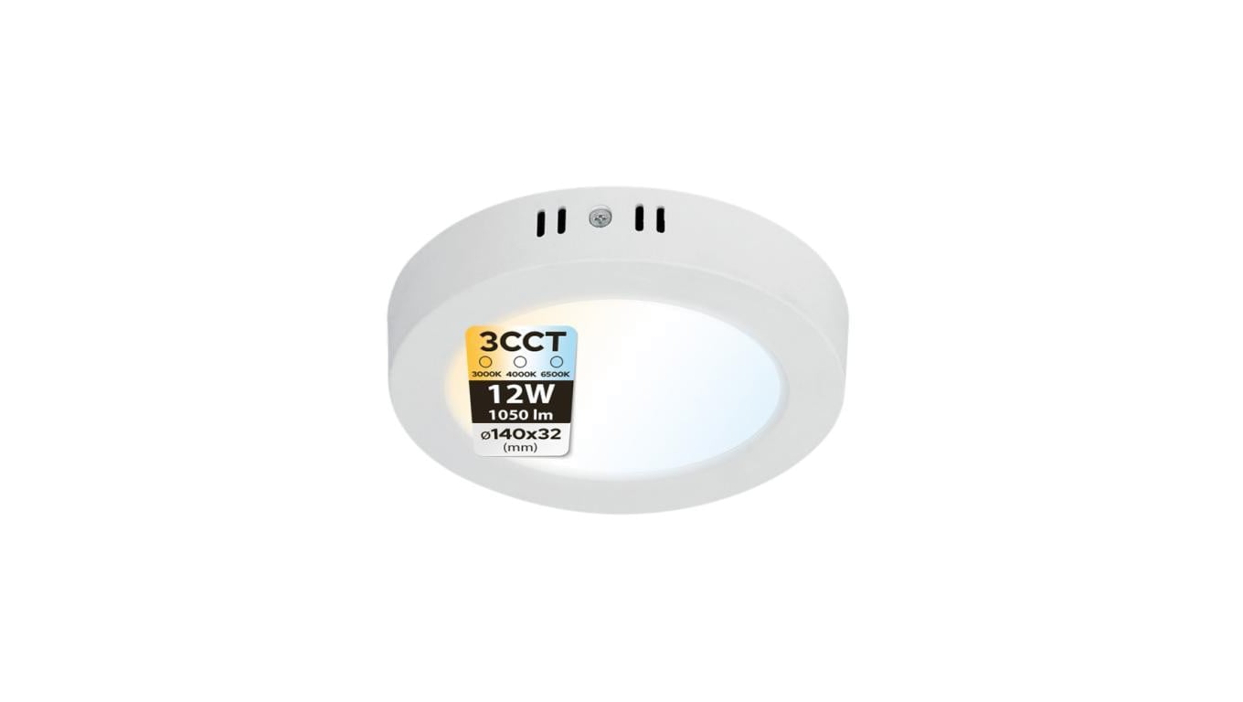 Plafon LED 12W, 1050 lm, 3CCT, IP20, okrągły, biały, MILENA HOROZ