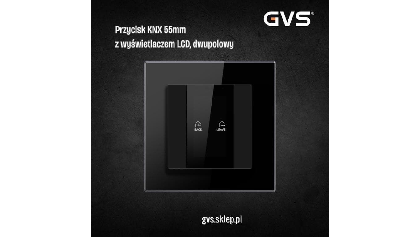Przycisk KNX 55mm 2-polowy czarny z LCD