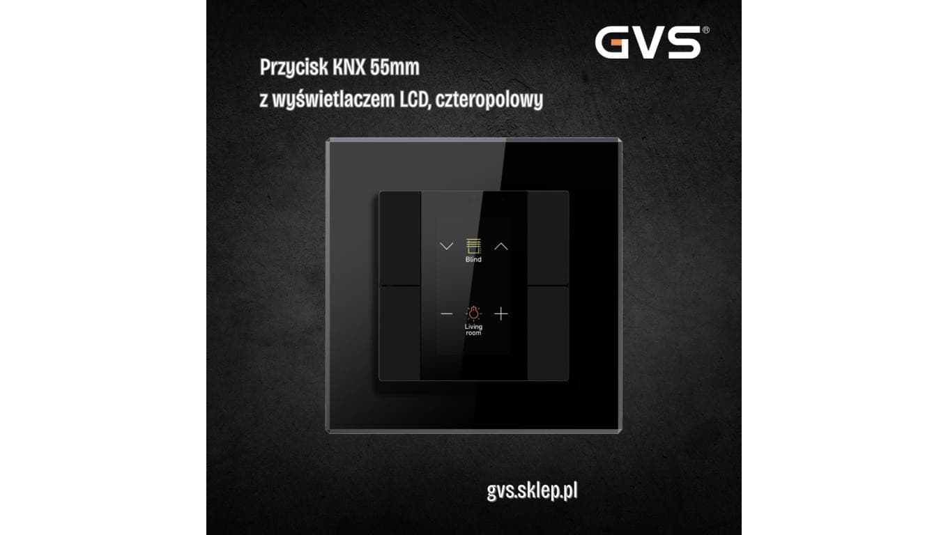Przycisk KNX 55mm 4-polowy czarny z LCD