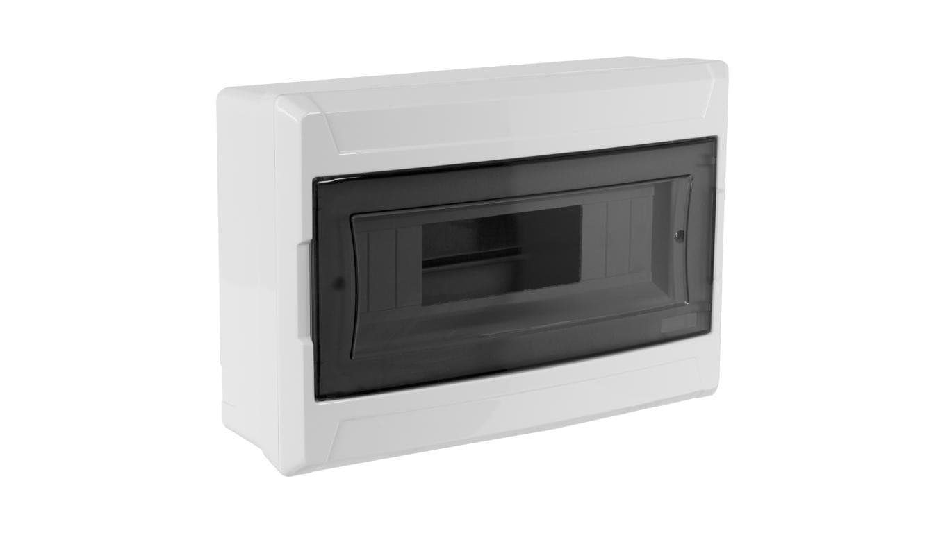 Rozdzielnica natynkowa S-12 (N+PE) 1x12 moduły IP40 306x206x100mm drzwi transparentne dymne NEKU