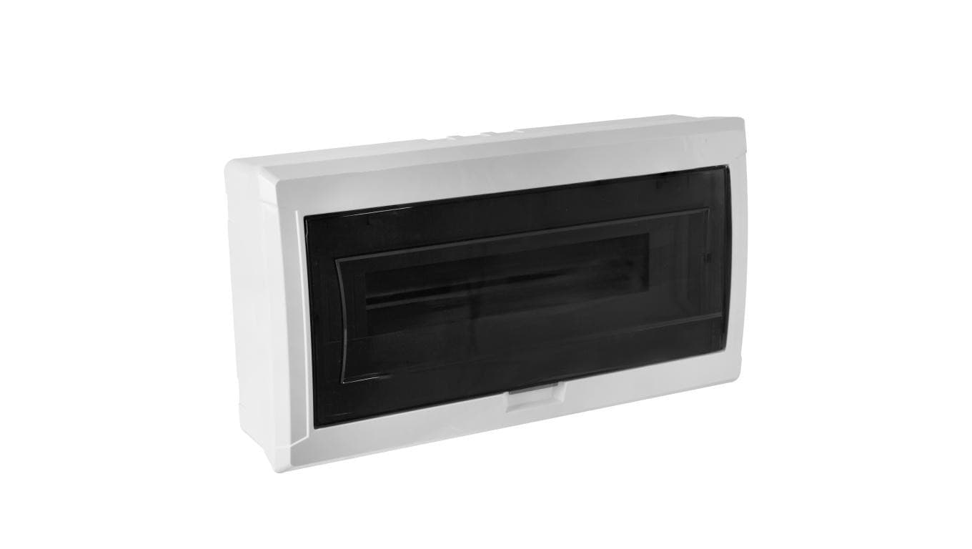 Rozdzielnica natynkowa S-18 (N+PE) 1x18 modułów IP40 410x220x100mm drzwi transparentne dymne NEKU