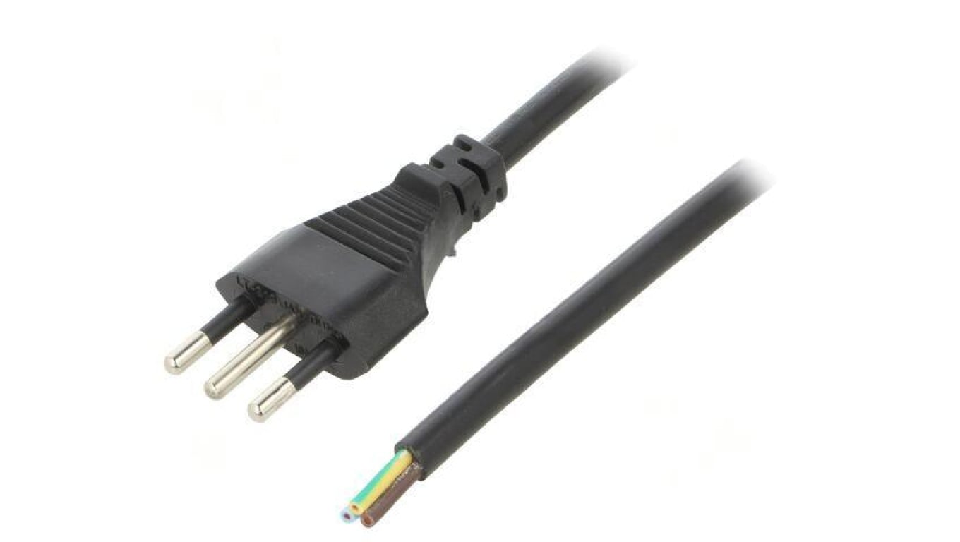 Kabel: 3x0,75mm2, CEI 23-50 (L) wtyk, 1m LT-319 3X0.75 BLK 1M END CUT