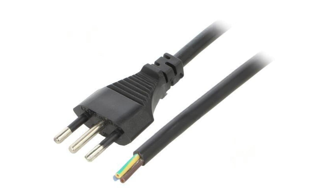 Kabel: 3x0,75mm2, CEI 23-50 (L) wtyk, 3m LT-319 3X0.75 BLK 3M END CUT