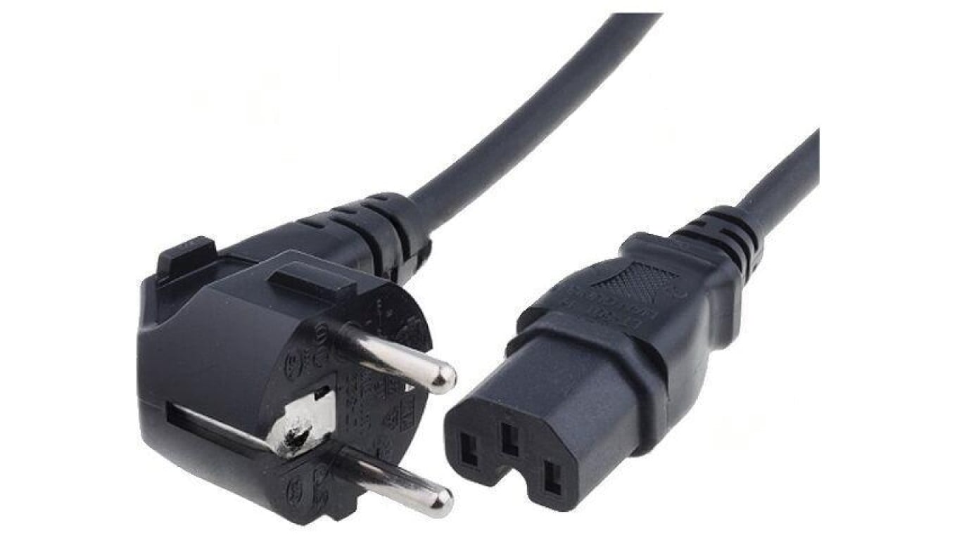 Kabel: 3x0,75mm2, CEE 7/7 (E/F) wtyk kątowy,IEC C15 żeński LT-322+545 H05RN-F 3X0.75 BLK 1.8M