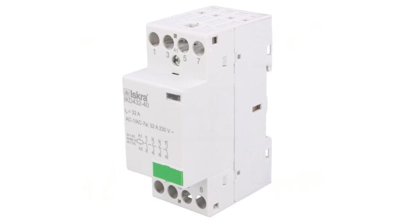 Stycznik 4-biegunowy instalacyjny 32A 24VAC,24VDC NO x4 IKD 30.046.884
