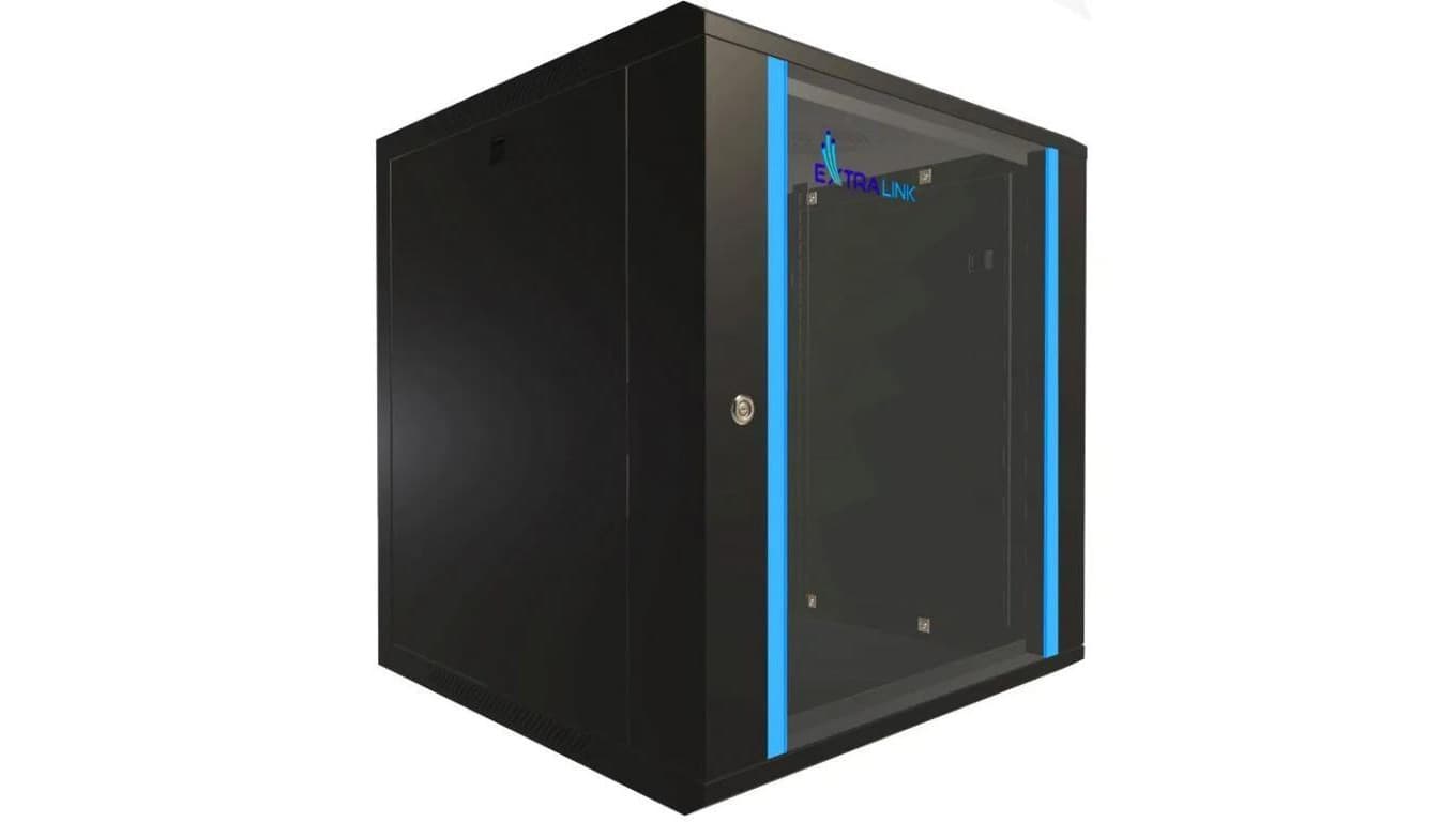 Szafa rack montowana na ścianie Extralink Lite 12U 530x400 Czarna z półką