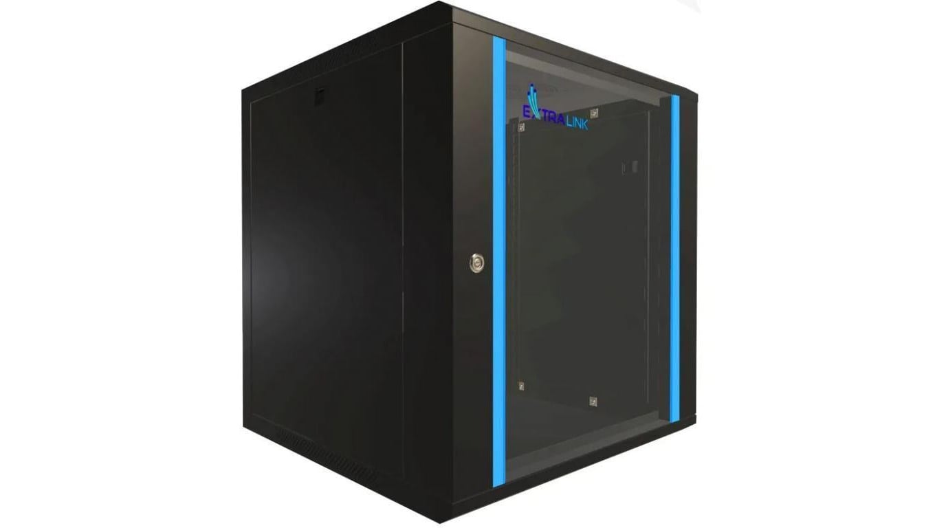 Szafa rack montowana na ścianie Extralink Lite 12U 530x400 Czarna z półką