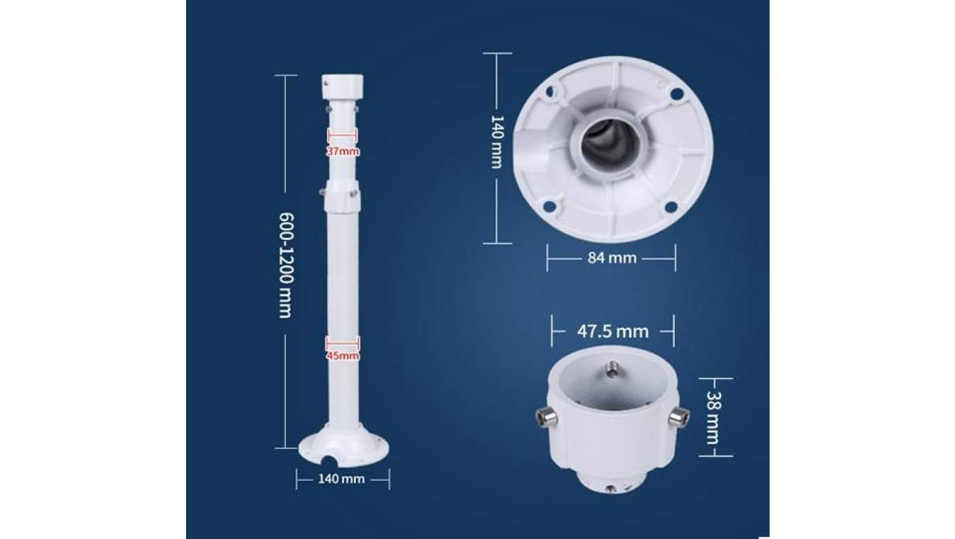 Uchwyt regulowany 60-120cm do kamer typu Speed Dome uniwersalny (pasuje do Dahua BCS Hikvision Uniview) Fox 10B