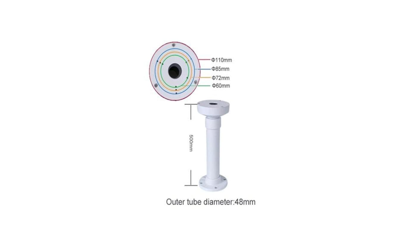 Uchwyt sufitowy rurowy uniwersalny do kamer kopułowych (pasuje do Dahua BCS Hikvision Uniview) 50cm Ceiling Bracket Fox 9B