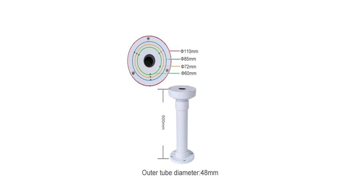 Uchwyt sufitowy rurowy uniwersalny do kamer kopułowych (pasuje do Dahua BCS Hikvision Uniview) 50cm Ceiling Bracket Fox 9B