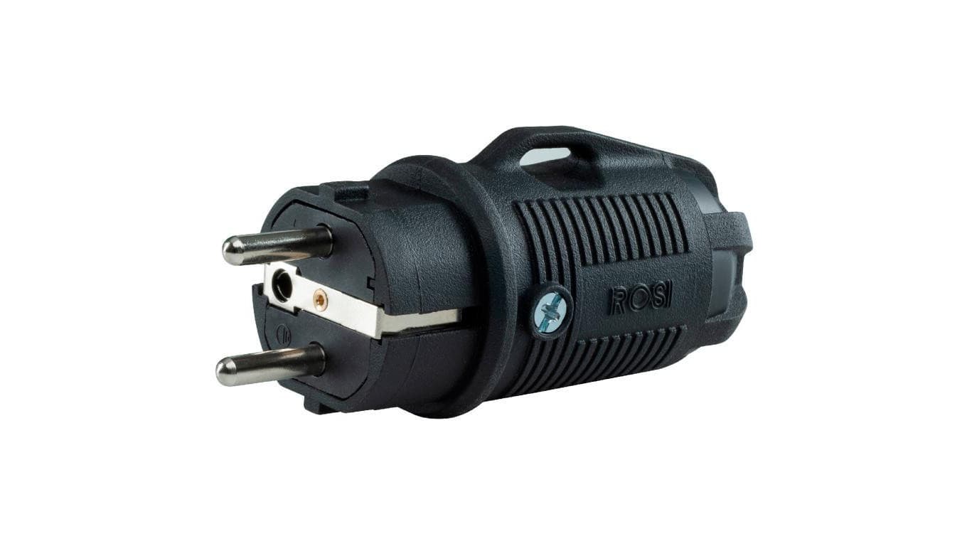 Wtyczka hermetyczna gumowa 2P+Z Uni-Schuko 230V 16A czarno-biała IP54 X80410 ELEKTRO-PLAST NASIELSK