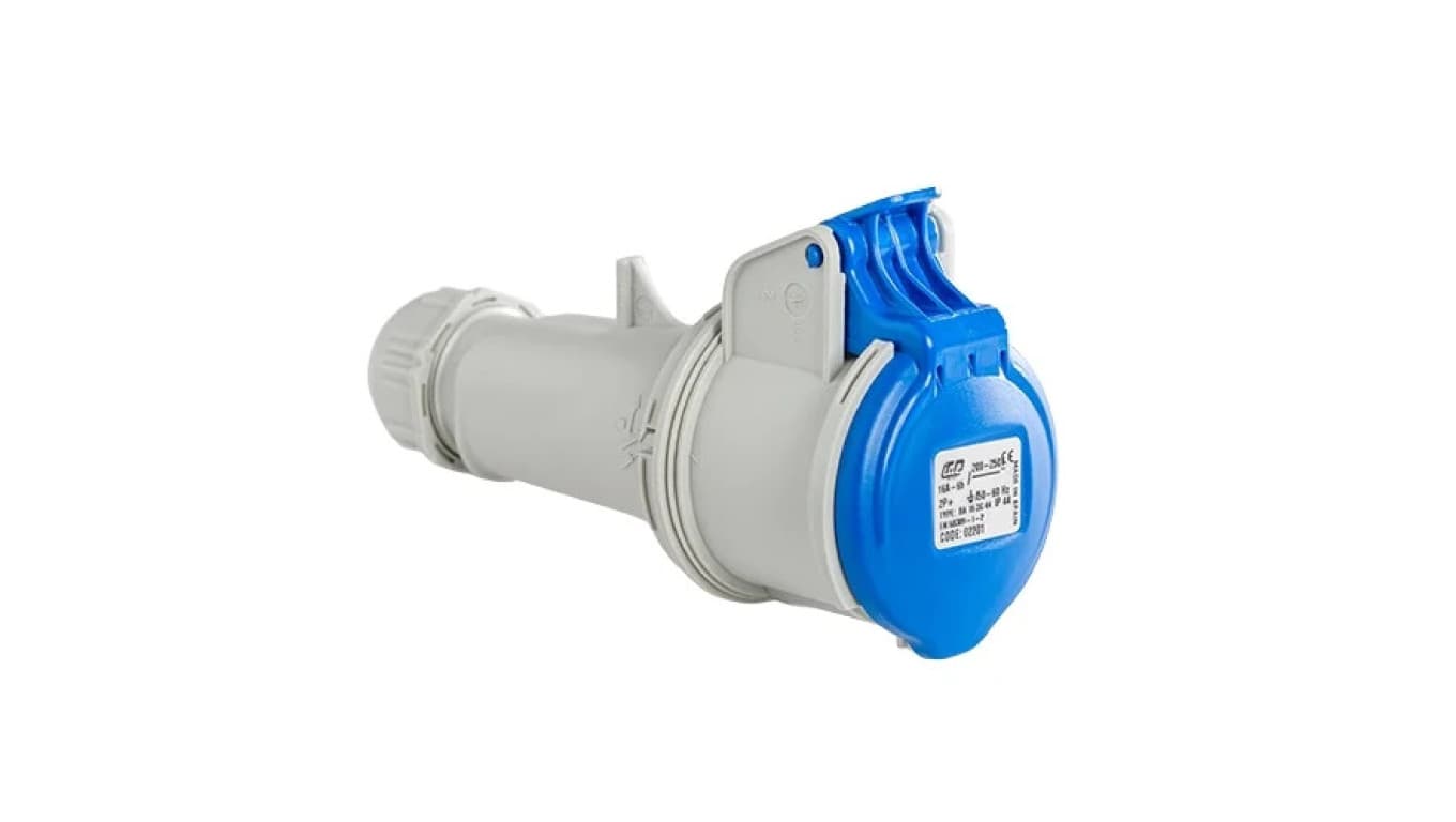 Wtyczka przenośna 32A 3P (2P+E) 230V 6H - niebieska IP44