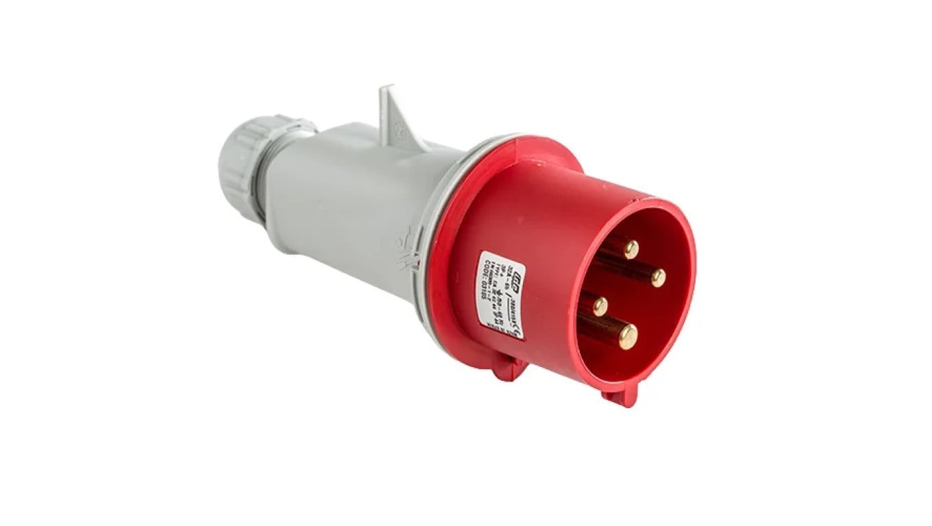 Wtyczka przenośna 32A 4P (3P+E) 400V 6H - czerwona IP44