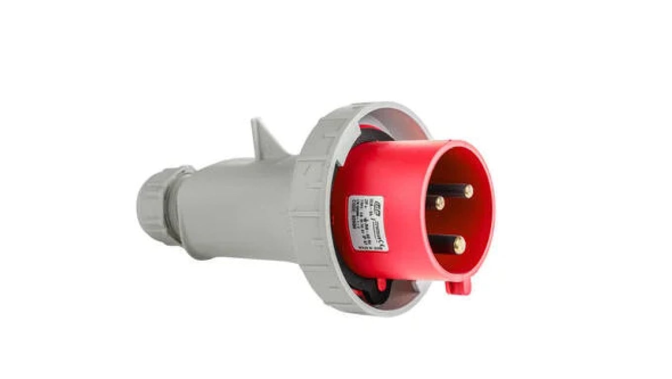 Wtyczka przenośna 32A 4P (3P+E) 400V 6H - czerwona IP67