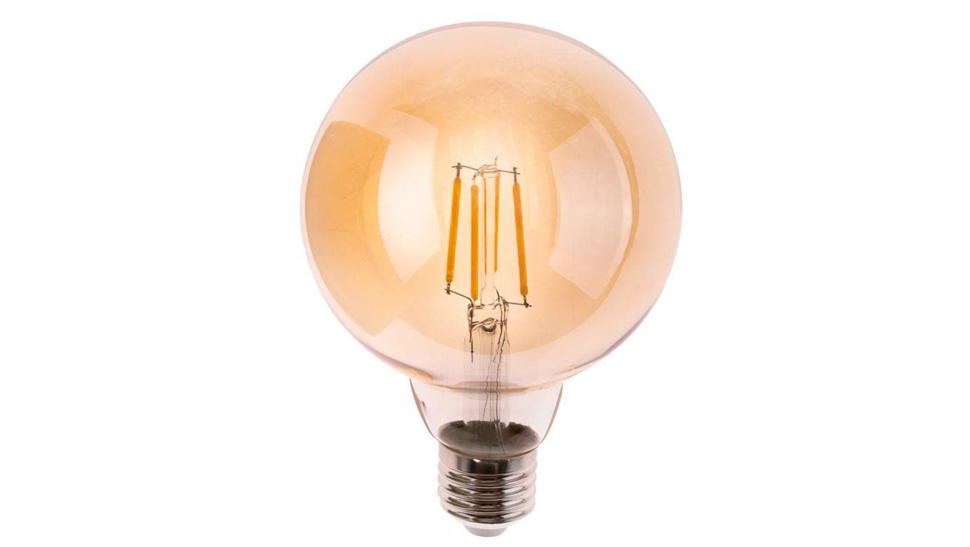 Żarówka LED LUMILED E27 Kula G95 4W zamiennik 40W 470LM 2000K Ciepła 360 Bursztynowa Filament Klasa E 3 Lata Gwarancji