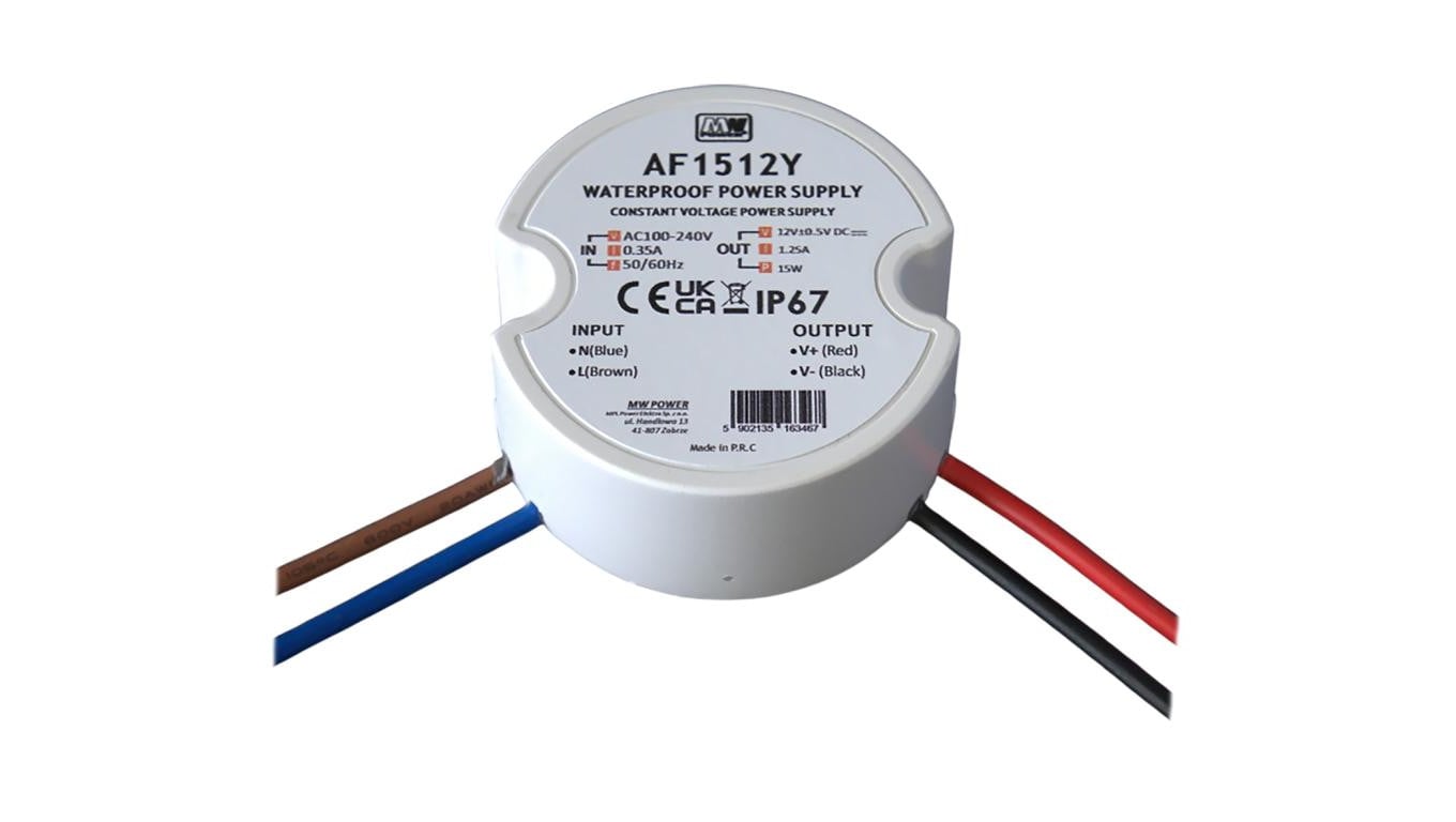 Zasilacz led dopuszkowy okrągły 15W 12V 1.25A IP67 AF1512Y MW Power