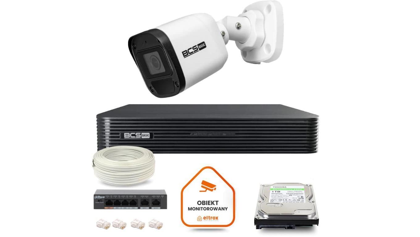 Zestaw monitoringu IP 1x kamera BCS-B-TIP15FR3(2.0) + rejestrator 1TB