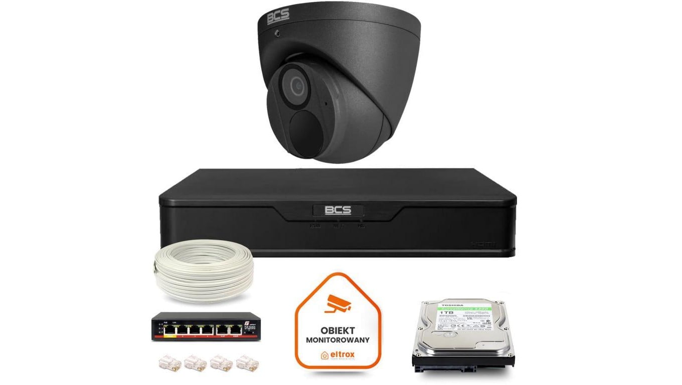 Zestaw monitoringu IP 1x kamera BCS-P-EIP28FWR3-Ai2-G + rejestrator 1TB