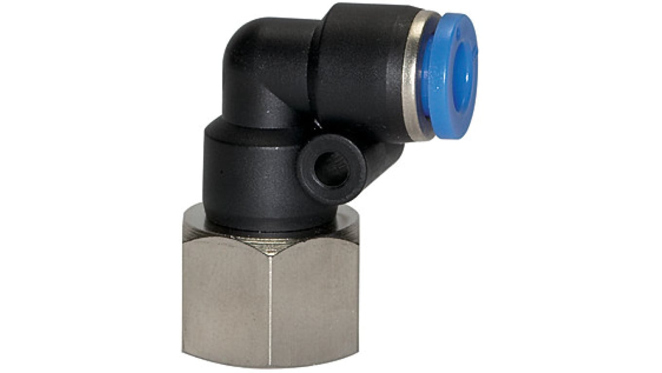 Złączka pneumatyczna wtykowa kątowa G 3/8 GW do węża fi 12 mm, tworzywo sztuczme