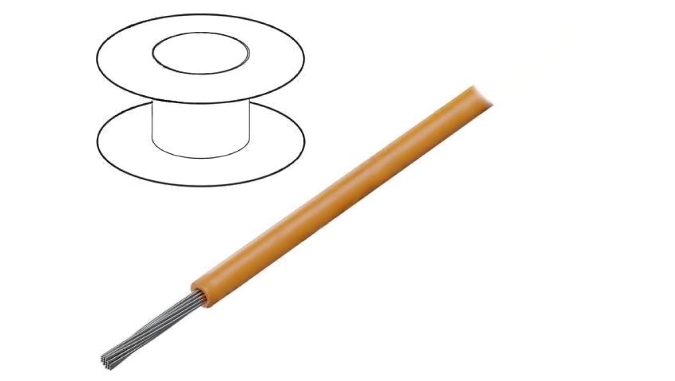 Przewód HookUp Wire linka Cu 26AWG PTFE pomarańczowy 250V 30,5m 2843/19 OR005