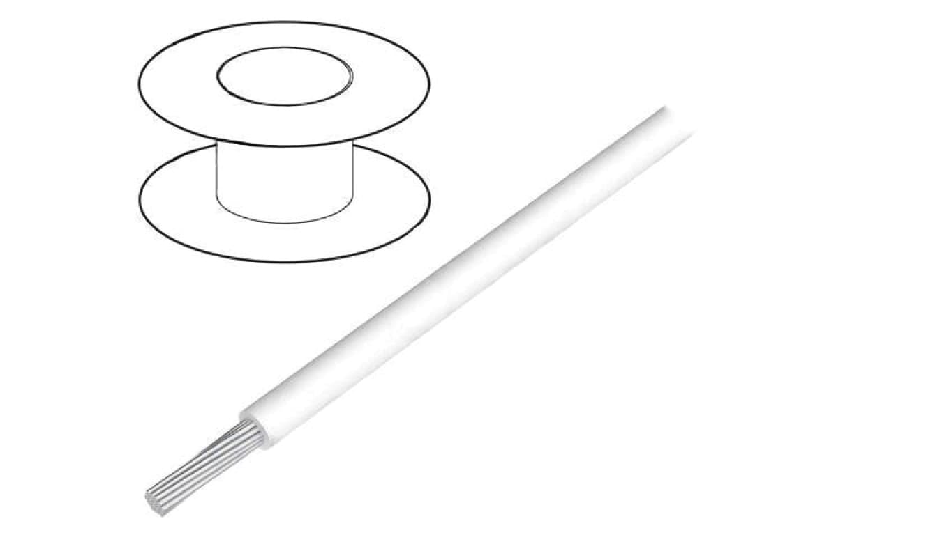 Przewód HookUp Wire linka Cu 22AWG PTFE biały 600V 30,5m 5855 WH005