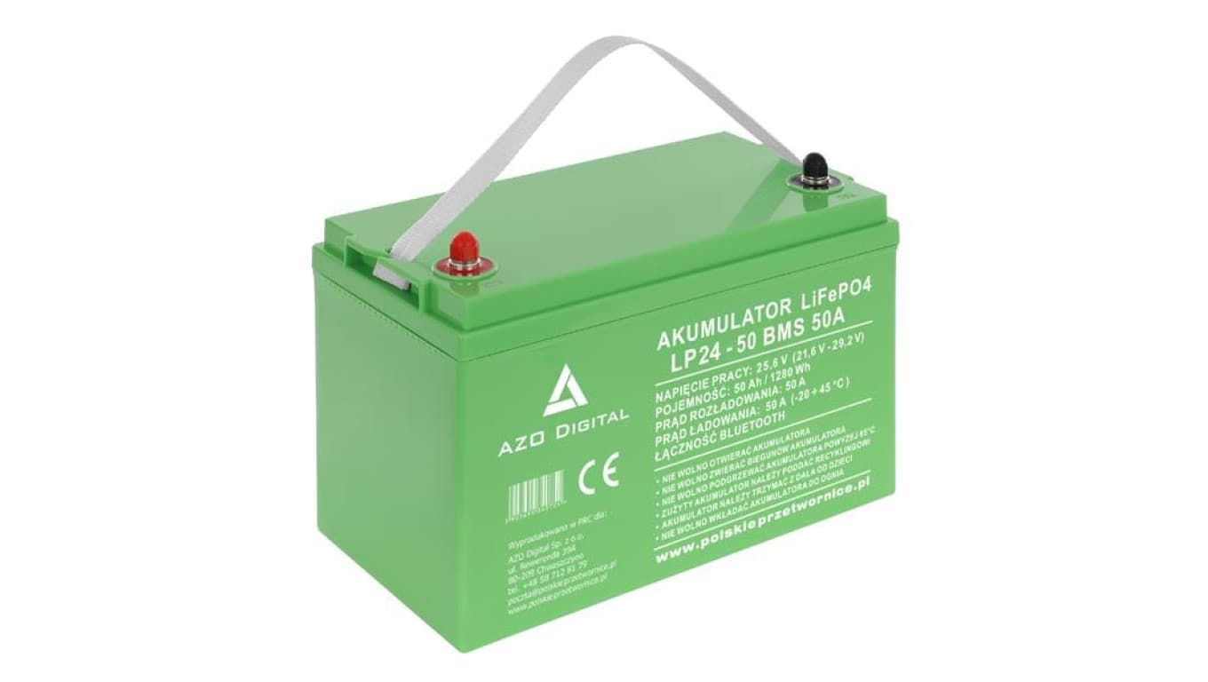 Akumulator LiFePO4 24V 50Ah 50A Bluetooth / mata grzewcza LP24-50