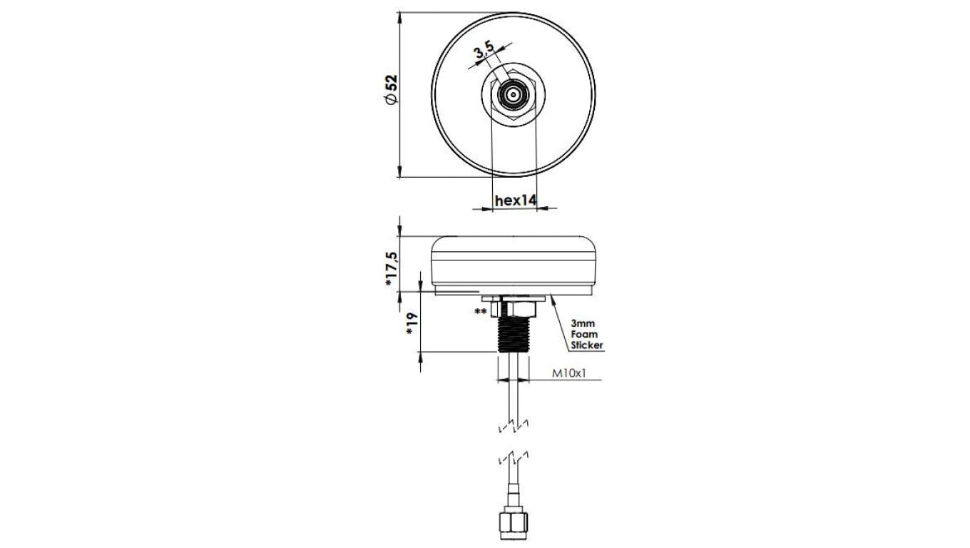 Antena GSM wandaloodporna, 2,2 dBi, 900/1800 Mhz, SMAm, czarna, AT-GSM-CAP