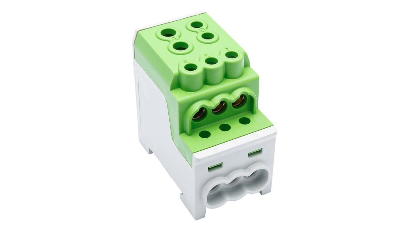Blok rozdzielczy dystrybucyjny Al/Cu (max. 70mm2) na szynę TH35 zielony SDB200 70 SIMBLOCK SIMET