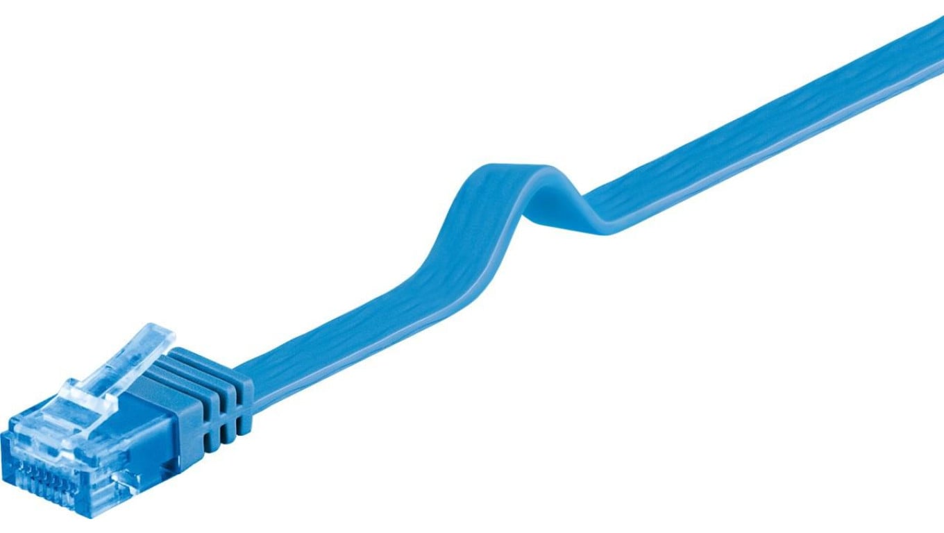 CAT 6A Płaska Kabel połączeniowy,U/UTP, Niebieski - Długość kabla 5 m