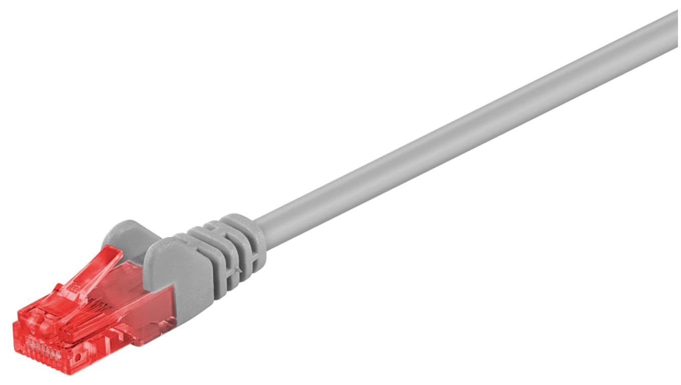 CAT 6Kabel łączący, U/UTP, Szary - Długość kabla 0.25 m